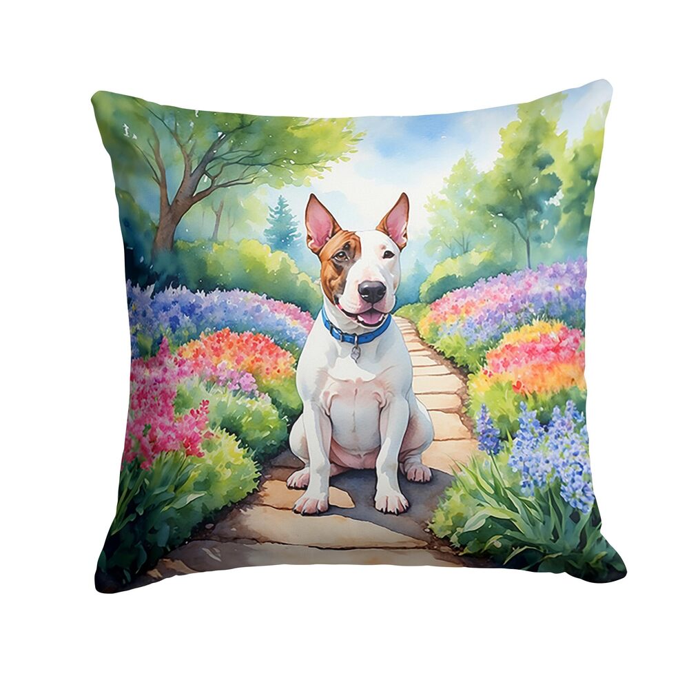 3841 Spring Path Throw Pillow, 18Hx18W, English Bull Terrier 6619